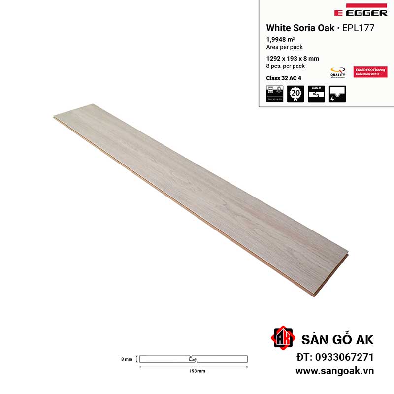 Sàn Gỗ Công Nghiệp Đức Egger 8mm EPL177